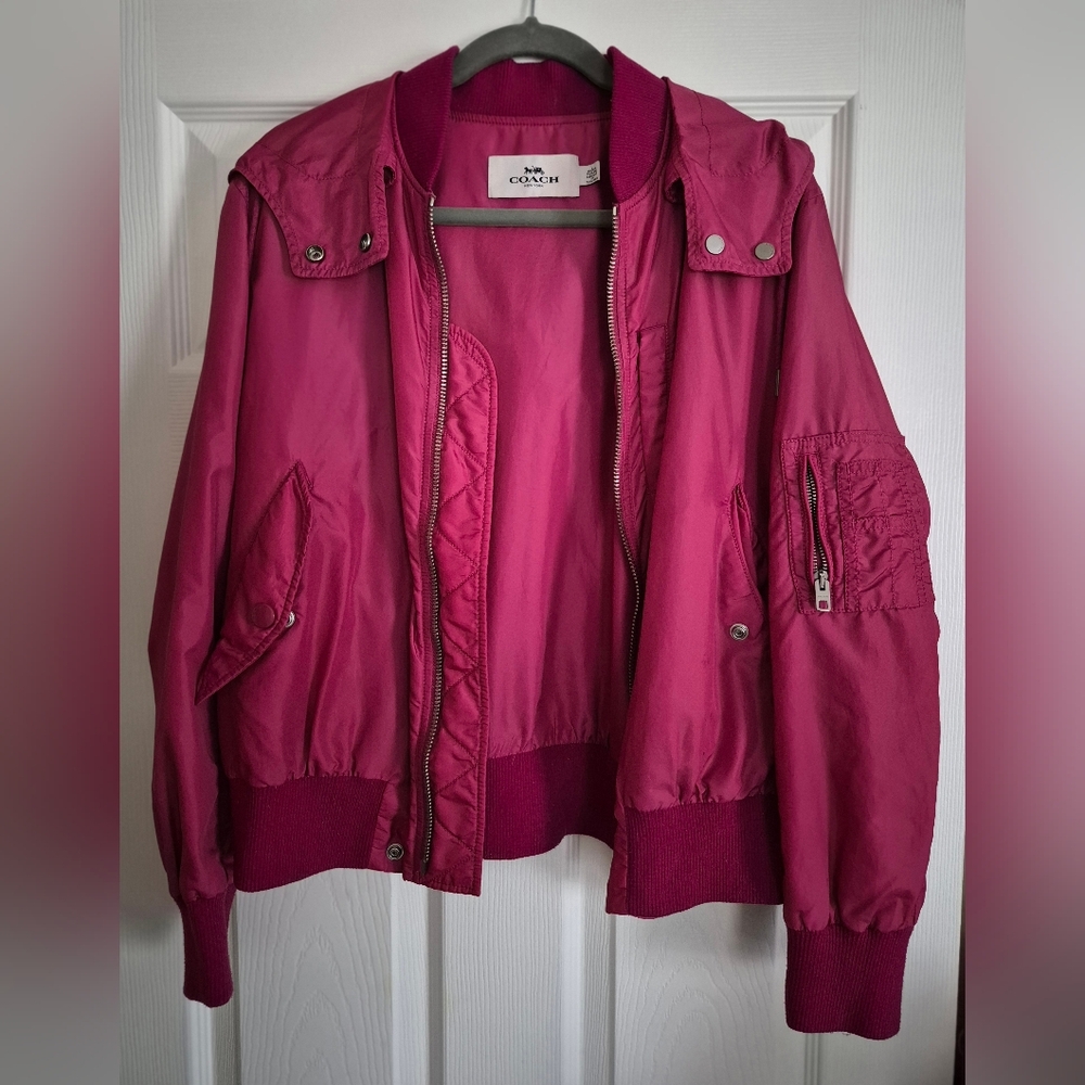 Coach Women's Fuchsia Bomber Jacket